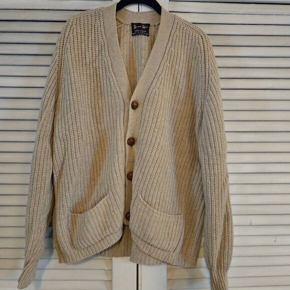 Vintage Scotch Knit Cardigan Hand Frame 80% Wool Made in Scottland Large - Picture 1 of 7
